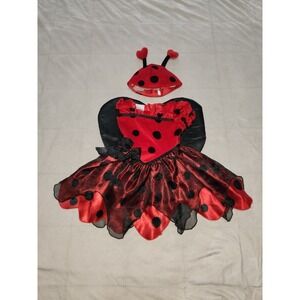 Miniwear Ladybug Halloween Costume Toddler 24 Months Red Black Dress Hat Set